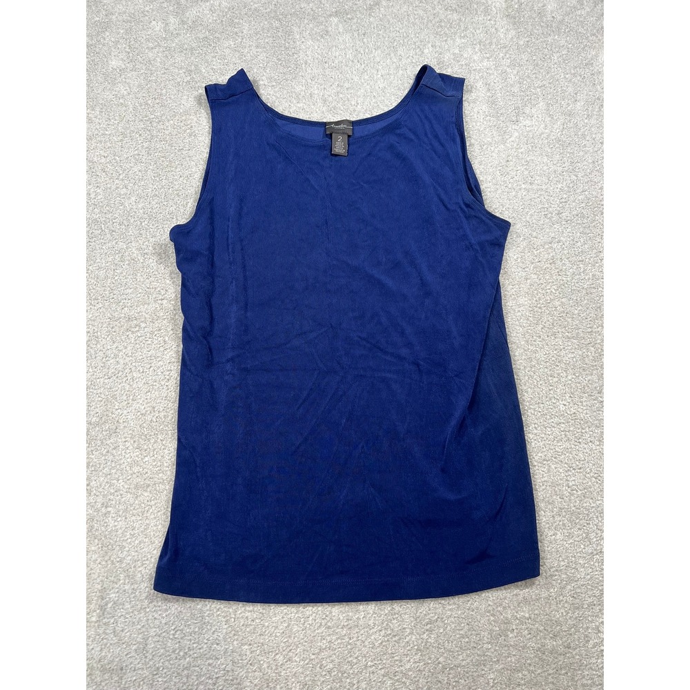 Chico's Travelers Women Blue Sleeveless Scoop Neck Tank Top Size 2 Large